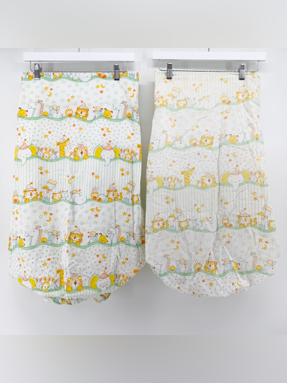 Lot of 2 Vintage Dundee Fitted Cotton‎ Crib Sheets Zoo Circus Animals 80s 90s